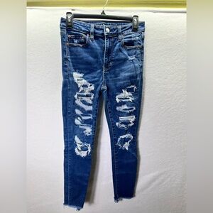 American Eagle Distressed Super High Rise‎ Jegging Jeans Womens 4 Short 2441